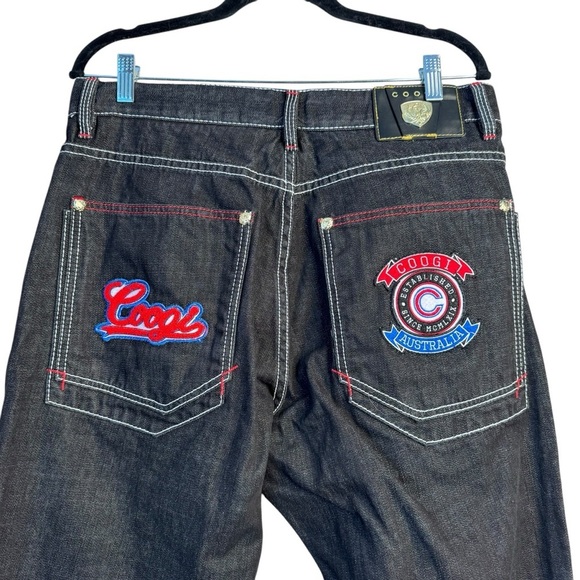 Vintage COOGI Jeans Adult 34x34 Black Embroidered Y2K Denim Straight Baggy - Picture 6 of 11